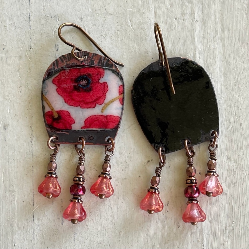 ARTISAN Earrings “Poppies” - Dangles - Picture 9 of 10